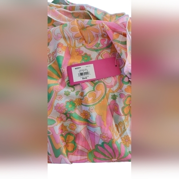 Juniors Ninty-Nine° Wrap Sarong Swim Cover-up Women's One Size Pink orange NWT - Picture 3 of 7